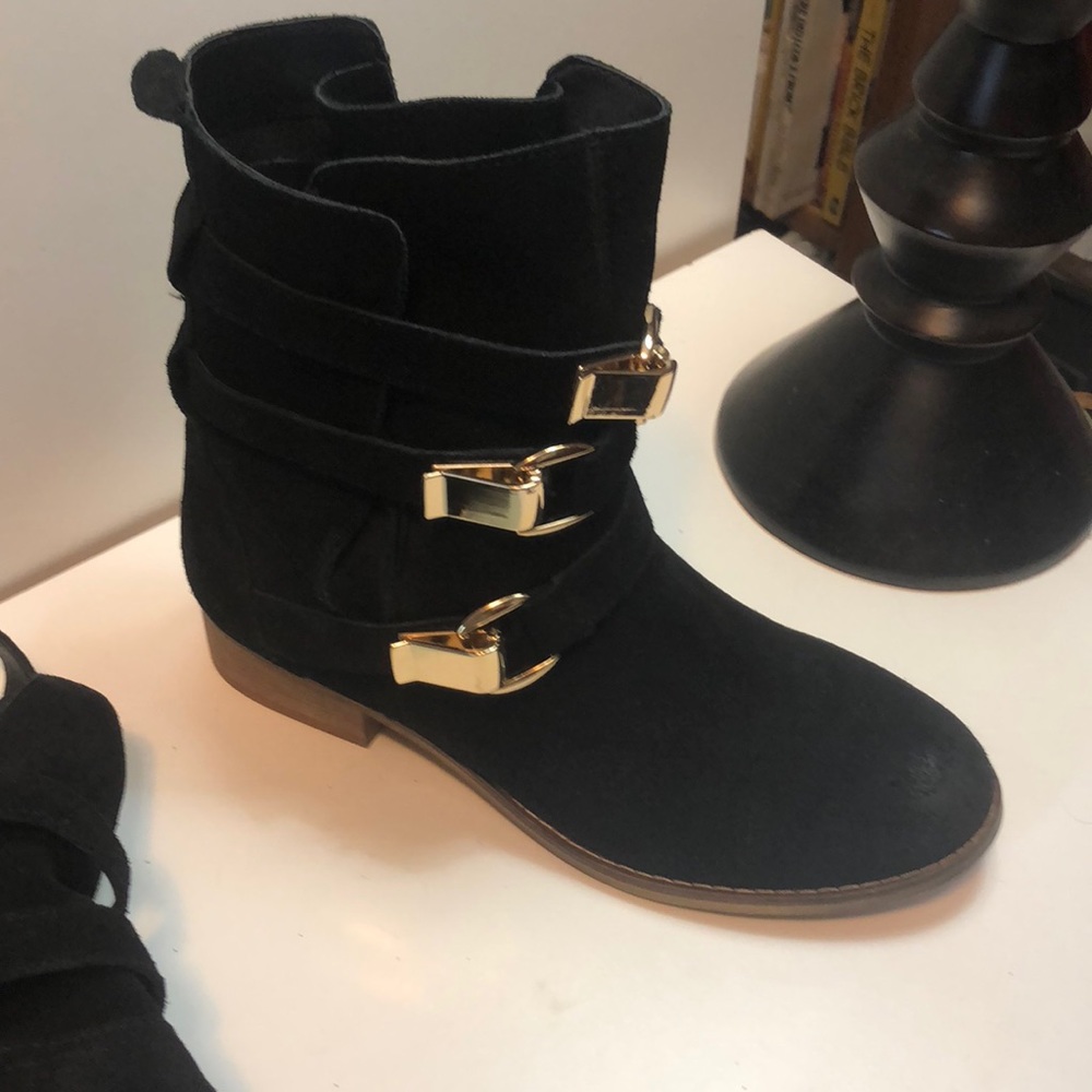 Black suede booties